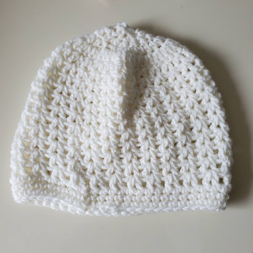 Crocheted Ivory Hat, One Size